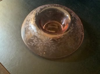 Etched Depression Rolled Glass Bowl