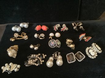 Large Group Of Clip On Earrings-Costume Jewelry