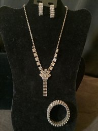 A Real Blinger- Necklace, Earrings & Bracelet Costume Jewelry