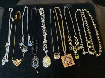 An Elevated Group Of Costume Jewelry Necklaces