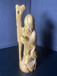 Wood Chinese  Carved Figure Of An Immortal