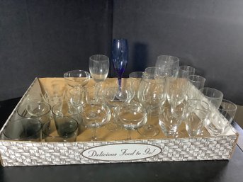 Box Of Assorted Glass Barware