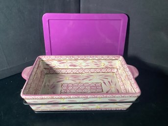 Temp-Tations Lilac Old World Baking Dish With Rack, Cover And Trivet 2.5 Quart