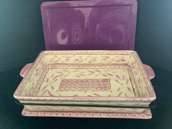 Temp-Tations Lilac Old World Baking Dish With Rack, Cover And Tray 4 Quart