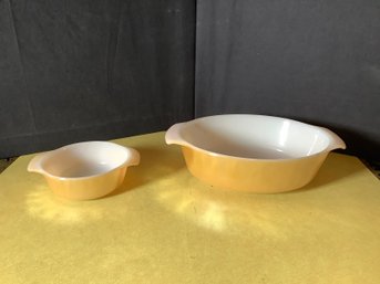 Set Of 2 Vintage Fire King Peach Luster Baking Dishes
