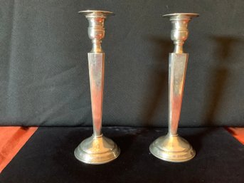 Stunningly Beautiful Etched Sterling Candlesticks-Weighted