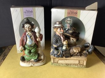 Melody In Motion Porcelain Figurines Willie The Hobo And Lamppost Willie