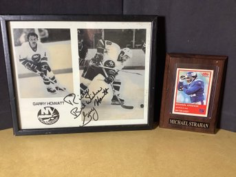 Michael Strahan Card And Signed Garry Howatt Photo