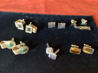 A Treasured Assortment Of Cufflinks Includ. Tigers Eye, Wrap Around  & More 6 Pair