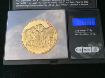 Euclid Surrounded By His Disciples Sterling Silver Gold Electroplate Coin