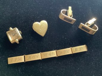 Gold Filled Locket, Watch, Cuff Links & Friendshlip Links