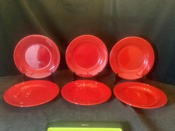 6 Red Waechtersbach Germany Dinner Plates