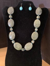 Stone & Turquoise Necklace Set