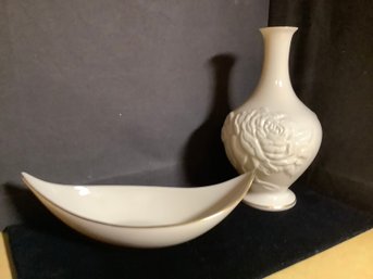 Lenox Olympia Serving Dish & Rose Bud Vase
