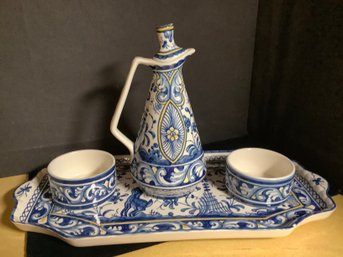 Beautiful Blue And White Tea Set