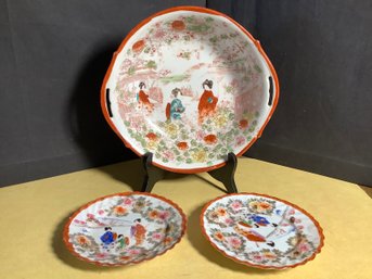 Hand Decorated Japanese Bowl & Dishes