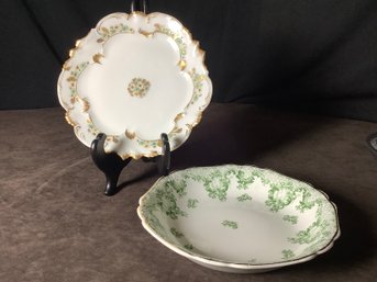 Johnson Bros. Cleverly & A. Lanternier Limoge Gold Enhanced Dish