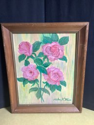 Signed Framed Helen R Weiss Floral Painting