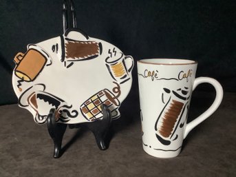 New-with Tags Cafe Cup & Matching Plate