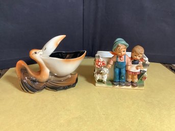 MCM Planters Pelican And Boy And Girl