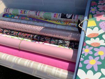Bin Of Wrapping Paper, Gift Bag & A Nice Storage Bin