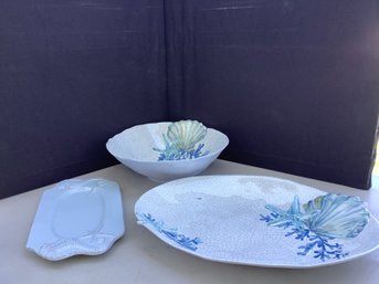 Beachy Party Ware Including Bowl & Platters