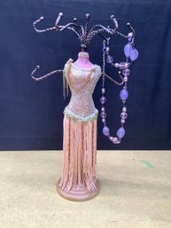 Decorative Jewelry Stand W/ Amethyst Color Necklace