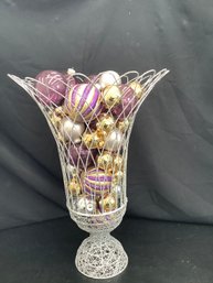 Wire Urn With Ornaments Centerpiece
