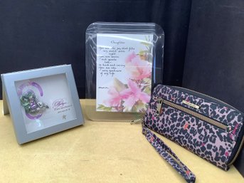 Travelon Wristlet Purse, Gift Boxed Brooch, Framed Musical Daughter Refection