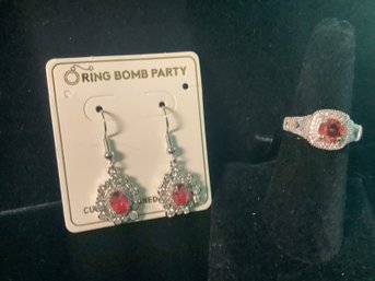 Ring & Matching Earring Set-Costume Jewelry