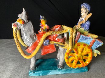 Handmade Italian Gentleman In Cart With Horse-No Shipping!