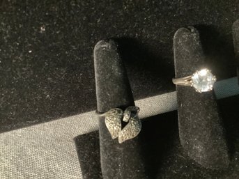 Silver 925 Marcasite Ring & Faux Engagement Ring