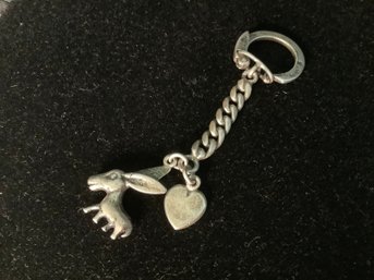 Sterling Silver Keychain With Heart & Donkey Charms