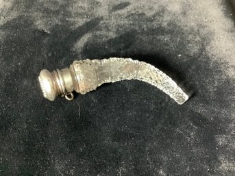 Antique Perfume Bottle Cut Glass Horn Of Plenty  Sterling Silver Cap