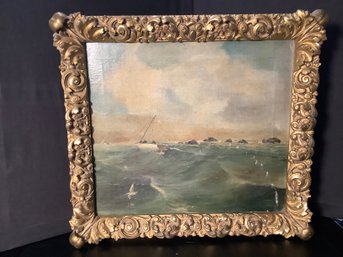 Antique Guilded Framed Impressionist  Painting