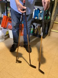 Antique Wood Handled Golf Clubs-2 Putters & Wedge- Read Description