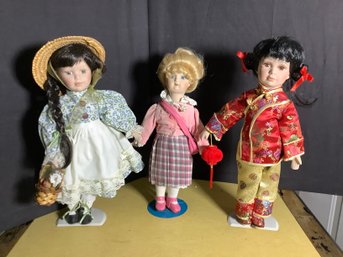 3 Porcelain Dolls Approximately 16 Inches