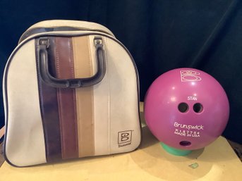 Vintage Brunswick Bowling Bag And Ball