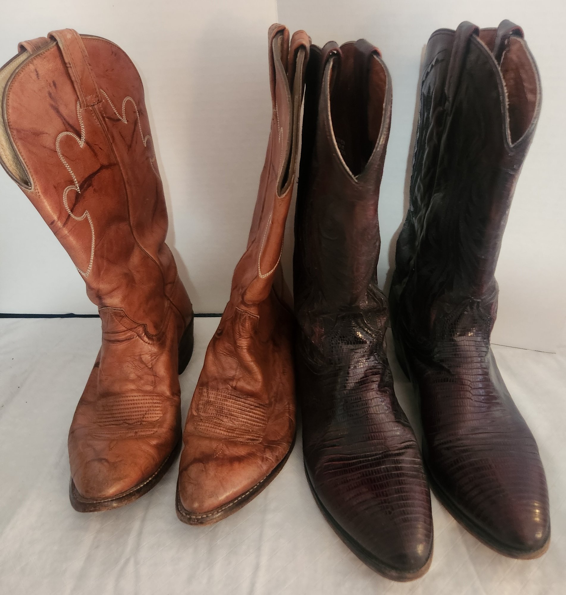 Leather Boots.  11D Vintage Dan Post Ruddy Brown Roper Pull On Cowboy Western  main image 3