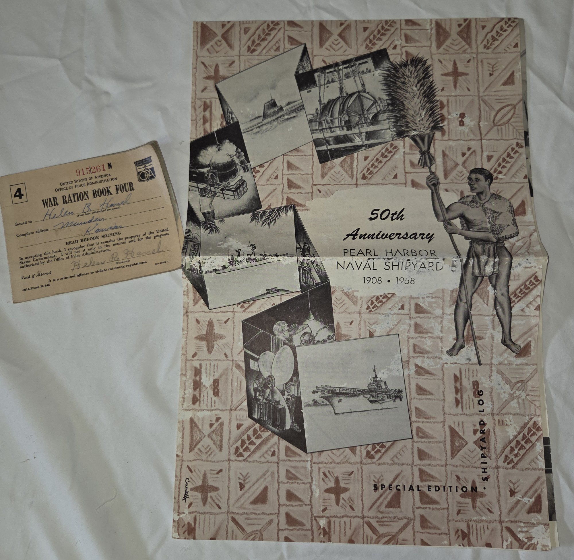 WWII Rations Book From Kansas & Pearl Harbor Shipyard's 50th ...