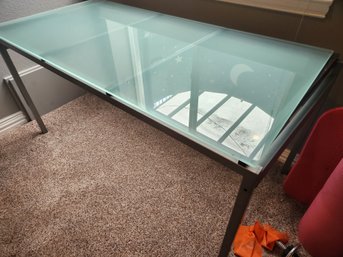 Danish Holstebro Smedegaard By Actona Chrome & Tempered Glass, Frosted Table- Excellent Condition