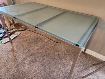 Danish Holstebro Smedegaard By Actona Chrome & Tempered Glass, Frosted Table- Excellent Condition