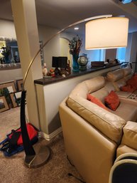Stunning Arc Floor Lamp With Chrome Finish And Drum Shade - Tested Lighting