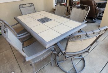 Patio Table - Ceramic Tile Top And 6 Chairs -65' X 41' Lawn Garden Furniture Very Good Condition