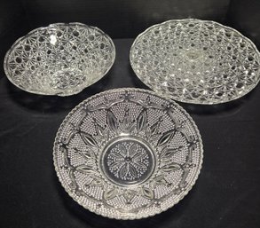 Vintage MCM Brilliant Bowl, Glass Platters, 1 Is Likely LE Smith Daisy & Buttons