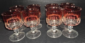 Likely Tiffin Franciscan Kings Crown Ruby Red Thumbprint Goblets VTG Glass