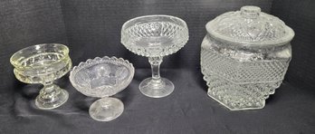 VTG Glass, Mixed Patterns & Makers, Wexford Cookie Jar W/ Lid
