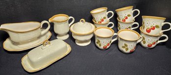 Mikasa Strawberry Fields Festival Stoneware-Cups Mugs Creamer Sugar Butter Gravy