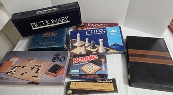 Games- Board, Backgammon W/ Case, Pictionary GO