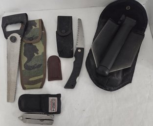 Hunting & Camping Essentials: Multi-Tool, Serrated Knife, Shovel, Saw
